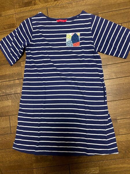 グラニフ ボーダー柄チュニック パッチワーク ネイビー フリーサイズ DesignTshirtsStore graniph