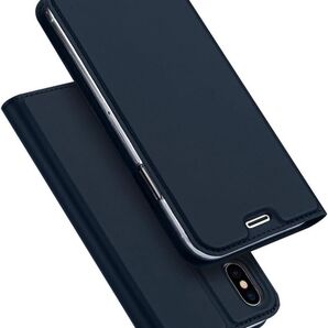 YURI iPhone X ケース 手帳型 マグネット ネイビー