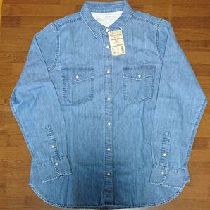 無印良品 オーガニックコットンデニム シャツ XLブルー