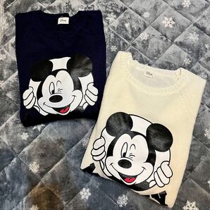 Disney ミッキーマウス ニットセーター 長袖 2色セット L