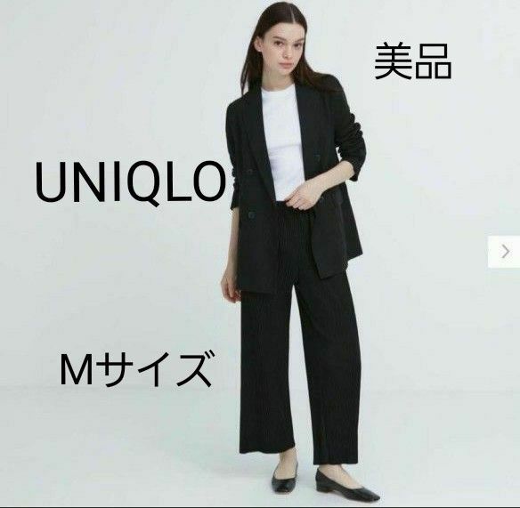 美品 ユニクロ プリーツストレートパンツ(丈標準62.5~64.5cm)