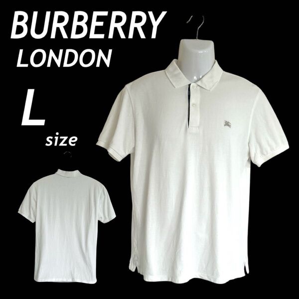 BURBERRY ロンドン メンズ半袖ポロシャツ L刺繍ロゴ 三陽商会 ホワイト系 /s20☆