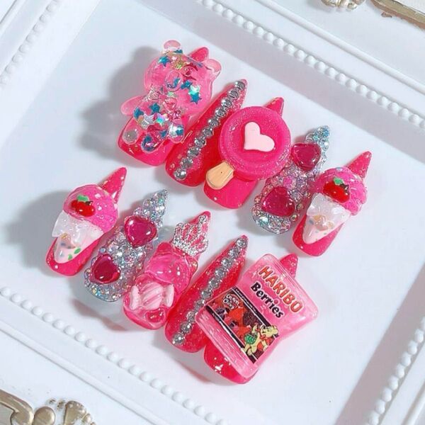No.206 派手ネイル ギャルネイル ゴテゴテ 鬼ロングネイル お菓子ネイル