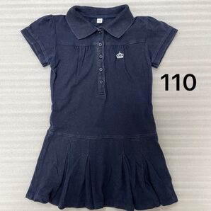 【110】子供服 半袖ワンピース ネイビー 110