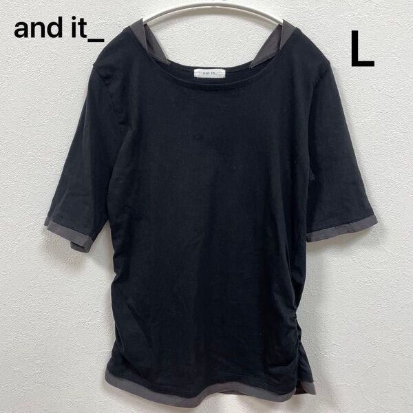 【L】レディース シンプル 半袖Tシャツ 黒 ブラック L and it_