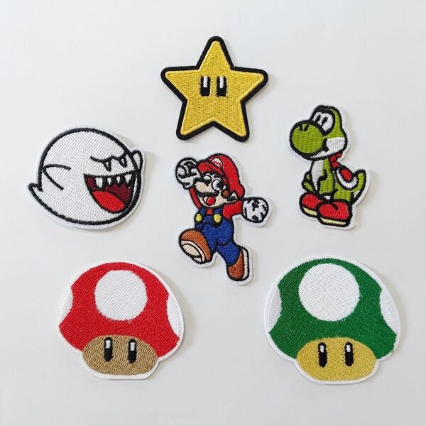 大人気★刺繍ワッペン アップリケ アイロンワッペン 6枚セット 入園準備 入学準備 スモック 絵本袋 絵本バッグ