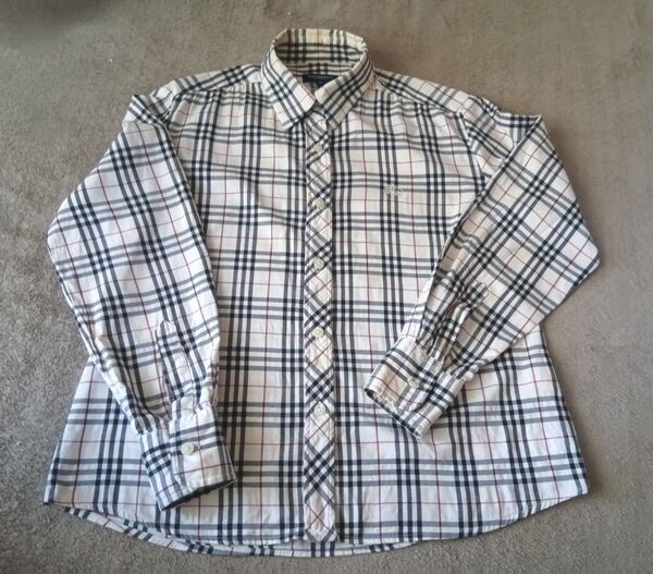 BURBERRY LONDON 長袖シャツ チェック ホワイト Mサイズレディース 中古品 匿名配送 ノバチェック