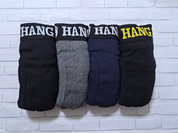 HANGTEN ボクサーブリーフ 4枚セット M 前開き 黒 紺 グレー ロゴ インナー パンツ ボクサーパンツ ハンテン