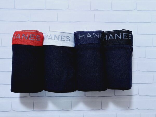 Hanes ボクサーブリーフ 4枚セット Lサイズ 前開き メンズ 黒 ロゴ インナー パンツ ボクサーパンツ ヘインズ 新品