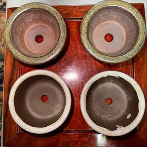 陶器製 盆栽鉢 ミニ盆栽鉢 植木鉢 4個セット 山野草 盆栽 小品盆栽