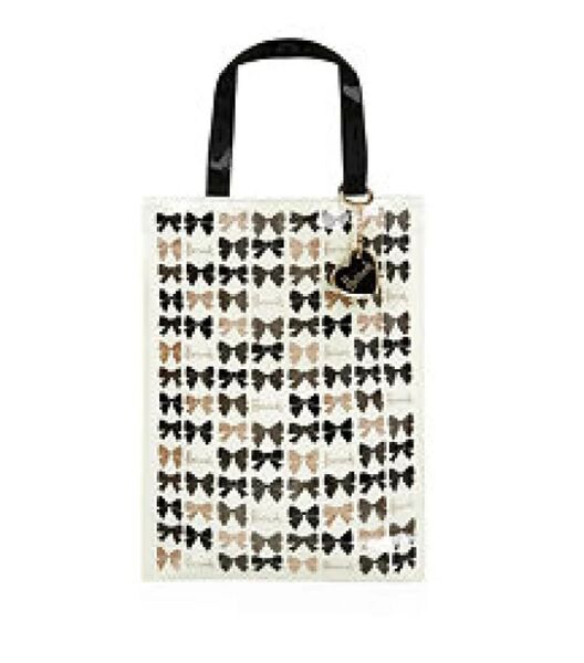 Harrods ハロッズ グリッターボウ リボン バッグ Mサイズ トートバッグ エコバッグ 厚め ファスナー付