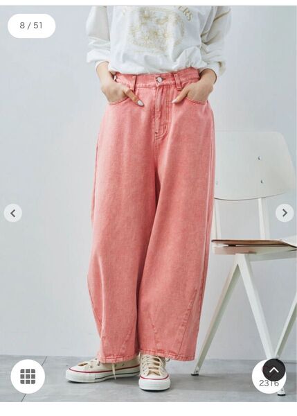 【完売品】サマンサモスモス sm2 コクーンデニムパンツ ピンク Lサイズ