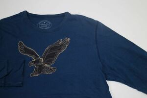 [ old clothes American Eagle Outfitters long sleeve embroidery T-shirt blue L]AMERICANEAGLE OUTFITTERS New York American Casual 