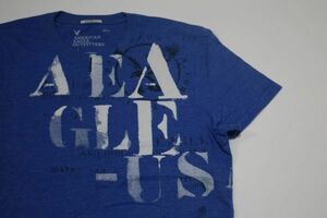 【古着美品アメリカンイーグルアウトフィッターズプリントTシャツ青L】AMERICANEAGLE OUTFITTERSニューヨークアメカジ