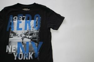 【古着 美品AEROPISTALE写真ロゴプリントTシャツ黒S】エアロポステールNYCニューヨークアメカジ格安スタート