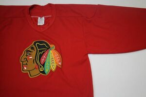 [ old clothes GAME TOPS rare beautiful goods CCM NHL Chicago black Hawk s uniform T-shirt red M] ice hockey CHICAGOBLACKHAWKS hiphopdance