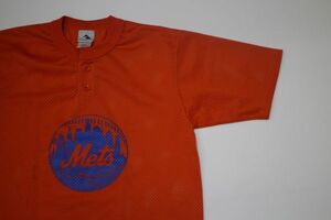 【古着KIDS GAME TOPSレアMLB ニューヨークメッツユニフォームTシャツ橙色L】メジャーリーグnewyork Mets子供野球