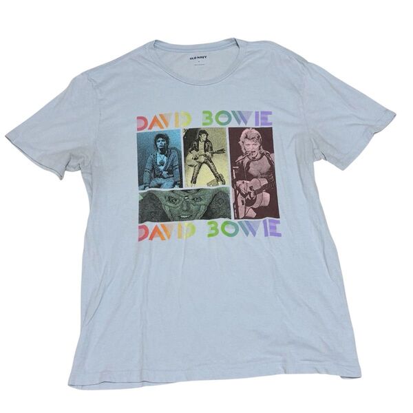 DAVID BOWIE デビッド・ボウイ Tシャツ Mサイズ OLD NAVY オールドネイビー プリント ライトブルー コットン