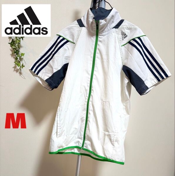 【adidas】【Mサイズ】アディダス メンズ 半袖 ジャケット 上着 ジップアップ スポーツウェア トレーニングウェア