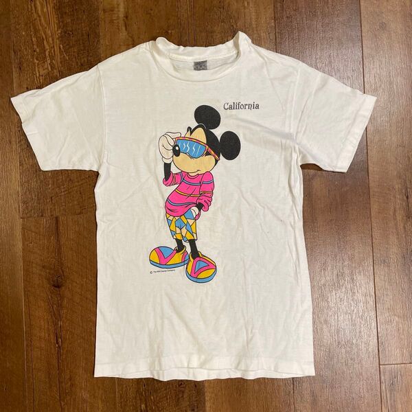 80's USA製 OLD Disneyカルフォルニア ビンテージ Tシャツ 白 ホワイト 半袖 ヴィンテージ プリントメンズ L