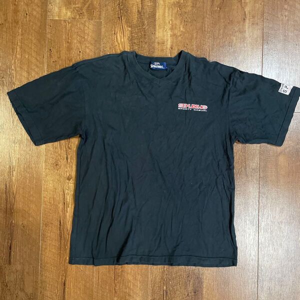 00's SPALDING 半袖 黒 ブラック Tシャツ ロゴ トップス ワンポイントプリント企業系 ストリートメンズ XLサイズ