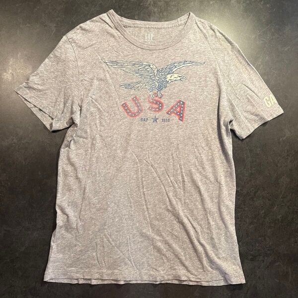 90s OLD GAP USA Tシャツ トップス カットソー 半袖 グレー コンドルプリント シングルステッチ メンズ M
