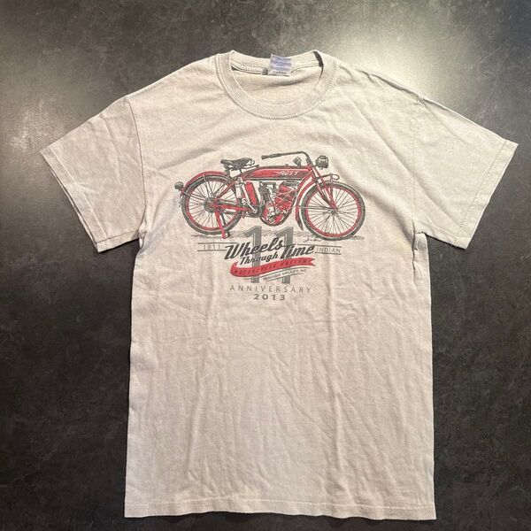 00s GILDAN アメリカ直輸入 古着卸USA Tシャツ 古着 バイクウェア半袖Tシャツ グレー プリント メンズ Sサイズ