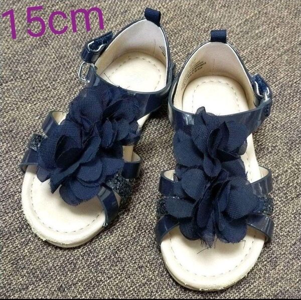 H&M エイチアンドエム ネイビー キッズサンダル 15センチ 15cm 子供靴 女の子