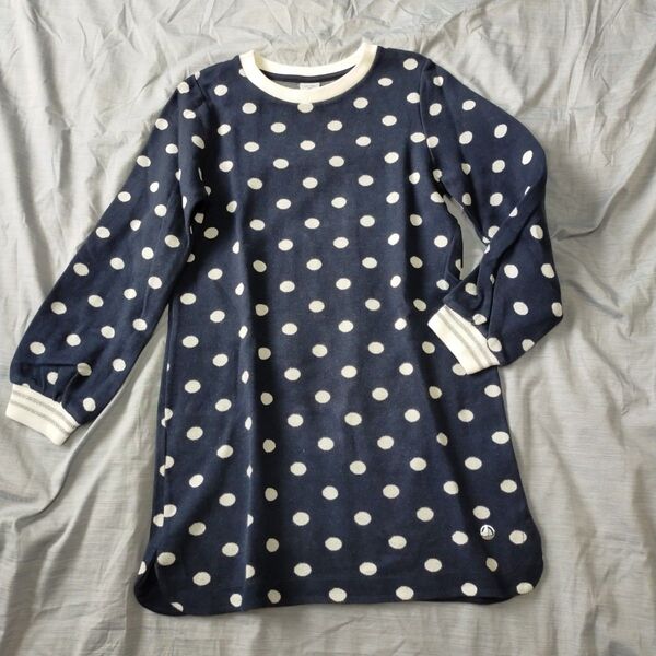 PETIT BATEAU プチバトー 水玉長袖ワンピース 120cm 女の子 水玉 ドット ワンピース