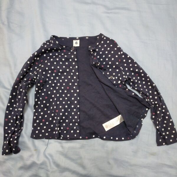 PETIT BATEAU プチバトー ドット長袖シャツ 長袖トップス 6ans 116cm 110cm 女の子 水玉 カーディガン