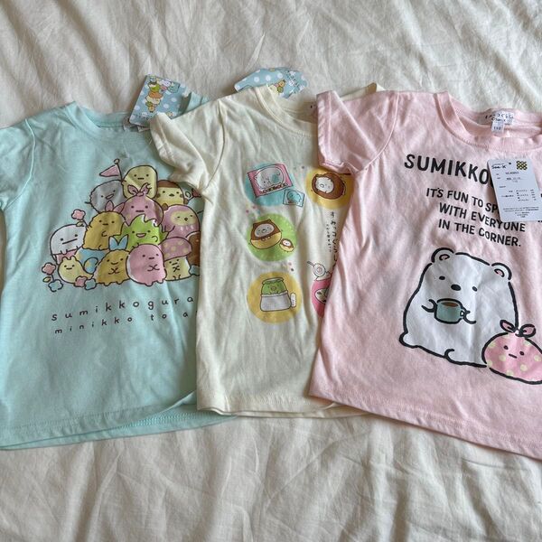 すみっコぐらし 110 3枚セット 半袖Tシャツ 女の子 Tシャツ トップス カットソー キッズ