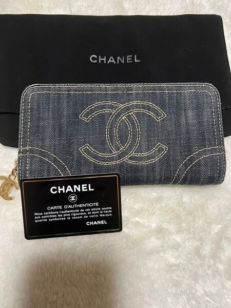 正規品 CHANEL 長財布 デニム