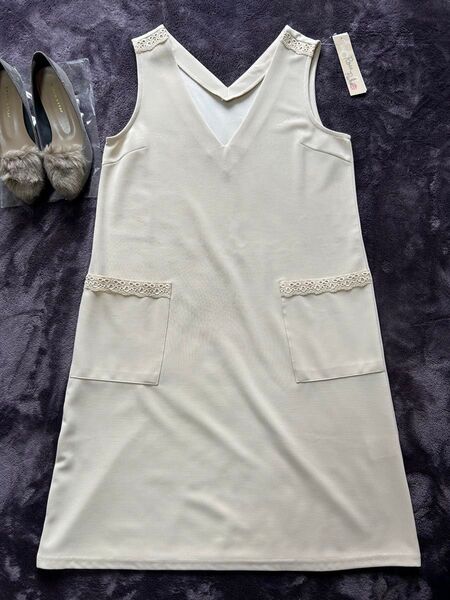 ☆新品☆ROSE PECHEベージュストレッチワンピース M 黒 S グレー シャネル CHANEL ウール