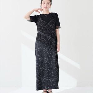 ナチュラルクチュール スカラップ刺繍キャミワンピース