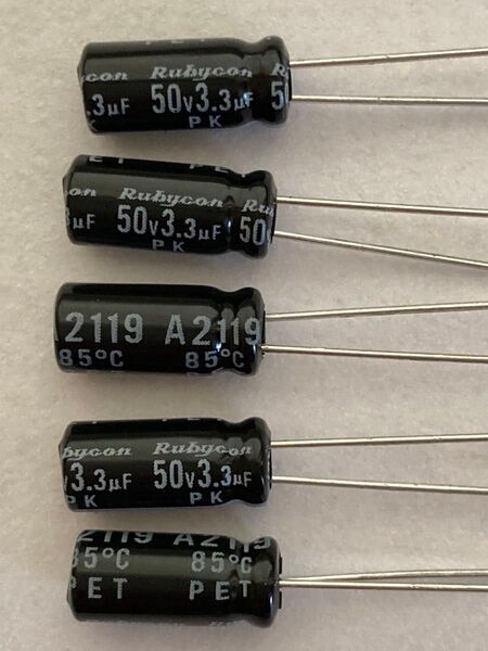 電解コンデンサー3.3μF 50V 105℃ ルビコンPX 5個 修理 DIY