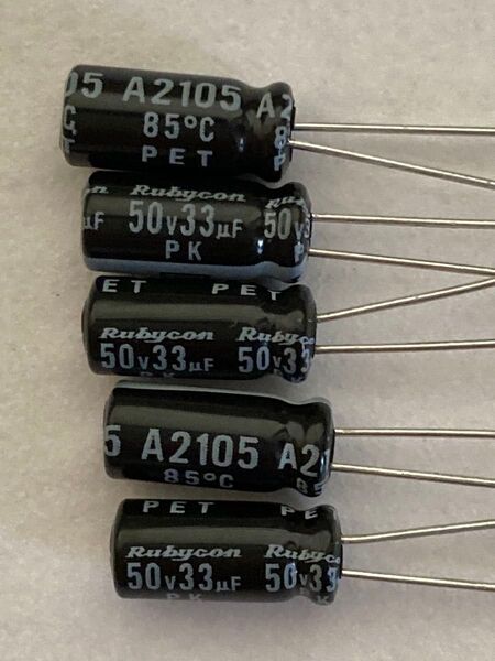電解コンデンサー33μF 50V 105℃ ルビコンPX 5個 修理 DIY
