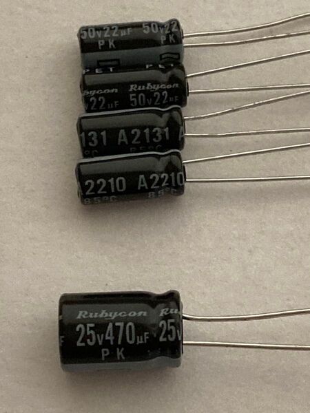 電解コンデンサー 修理セット 470uF×1 22uF×4 ルビコン PX DIY