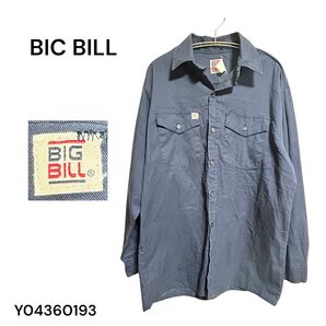 ★美品★BIG BILL ビックビル 長袖シャツ ネイビー 古着 大きめ アメカジ 古着 ネイビー ヴィンテージ