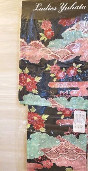 浴衣 新品未使用 大人 祭り 夏 新品浴衣 ハンガー付き ゆかた 夏祭り 黒地浴衣