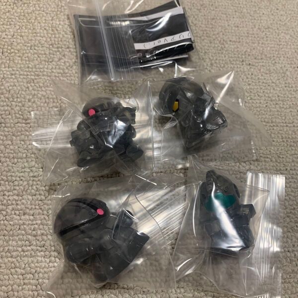まちぼうけ 機動戦士ガンダムの場合 ブラッククリア ver. 全種セット フルコンプ ガチャ ザク ジム アッガイ ガシャポン戦士