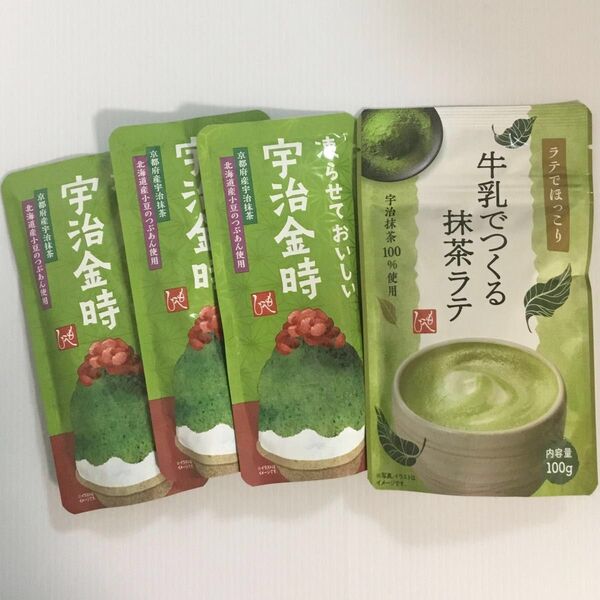 【カルディ】もへじ 凍らせておいしい 宇治金時 100g × 3 ・ 牛乳でつくる抹茶ラテ 100g × 1