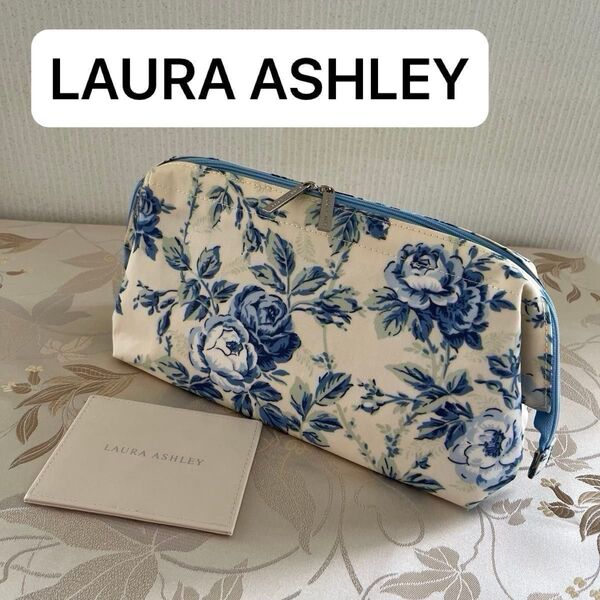 ローラアシュレイ LAURA ASHLEY 大きめポーチ 鏡付き