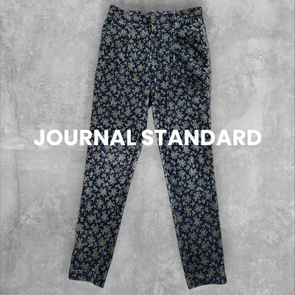 ジャーナルスタンダード スキニーパンツ 34 ストレートパンツ 花柄 総柄 コーデュロイ ストレッチ 紺 ボトムス XS レギパン