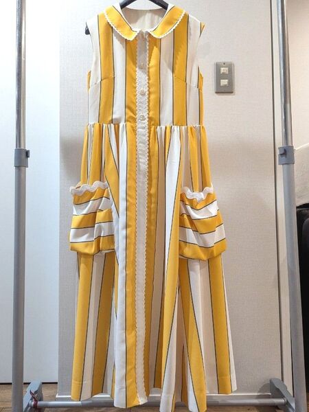 Chesty 0サイズ ストライプロングワンピース yello