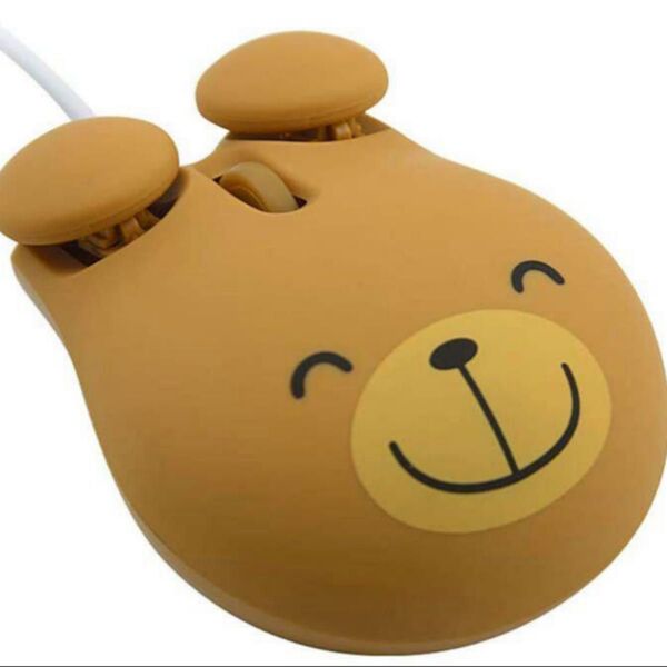 有線マウス 小型 かわいい動物のくまの形 USB 光学式 ポータブル