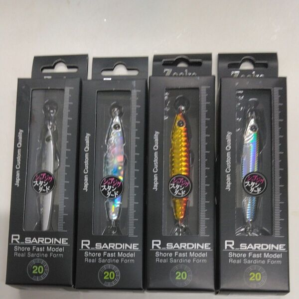 R-SARDINE 20gレインボーキャンディー、ハガレアカキン、カタクチ、ハガレシルバーの4色セット販売