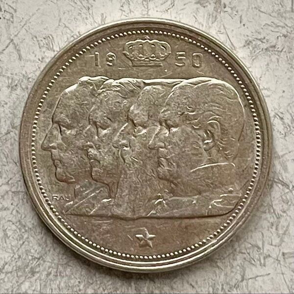 H156 1950年 100フラン銀貨 フランス語伝説 ベルギー
