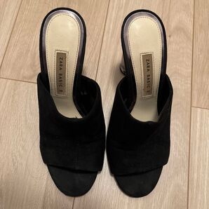 ZARA BASIC ミュールサンダル 黒 ブラック 38