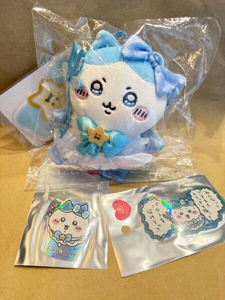 ちいかわ 超まじかるちいかわ パワーアップマスコット ぬいぐるみ ハチワレ スマホに貼れるサイズのホログラムステッカー