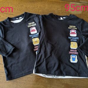 中古品です!長袖Tシャツ 90cm 95cm 2枚セット スーパーエクスプレス 電車 新幹線